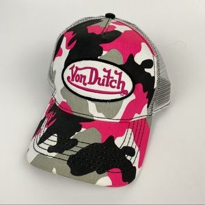 Von Dutch Pink Grey Camo Trucker Hat OS